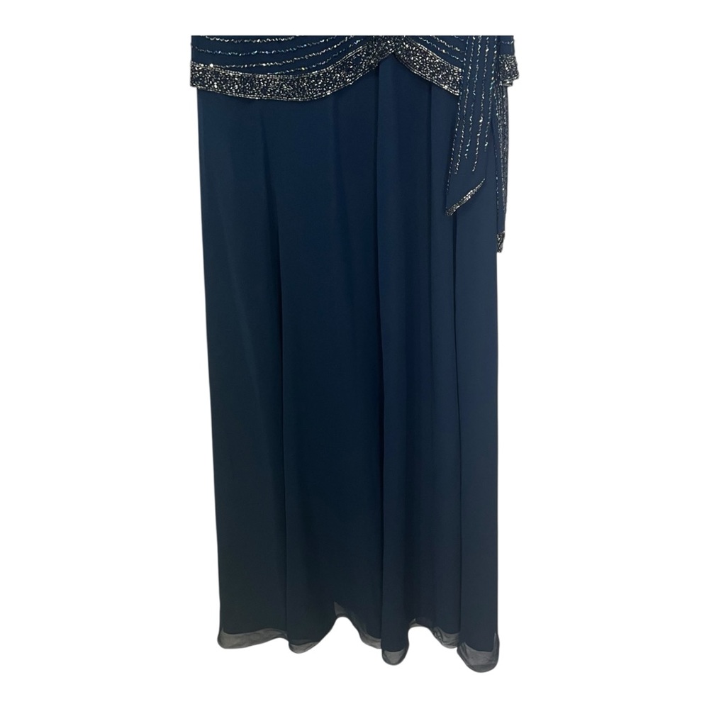 JKARA Elegant Navy Blue Beaded Formal Gown Mother of Bride Wedding Guest VTG - Picture 7 of 11
